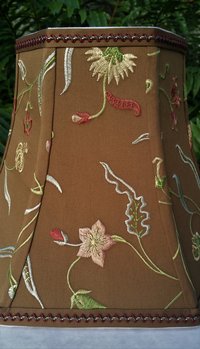 Floral Embroidered Lampshade, Brown Blue