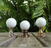 Opal White Lamp Finial, Shiny or Frosted Glass Marble