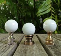 Opal White Lamp Finial, Shiny or Frosted Glass Marble