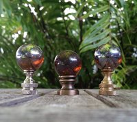 Amber Brown Lamp Finial, Shiny, Frosted, Iridescent