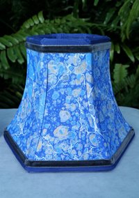 Pair Small Marbled Paper Sconce Lampshades Blue