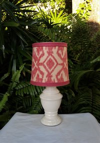 Table Lamp with Custom Shade, Thibaut Fabric, Red Off White