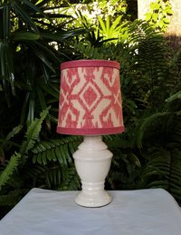 Table Lamp with Custom Shade, Thibaut Fabric, Red Off White