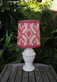 Table Lamp with Custom Shade, Thibaut Fabric, Red Off White