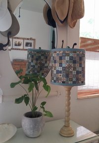 Mid Century Lampshade, Atomic Vintage Fabric Lamp Shade