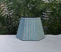 Aqua Indigo Stripe Lampshade, Clip On Lamp Shade