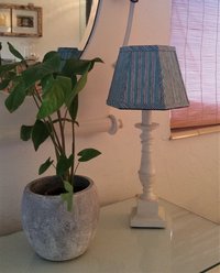 Aqua Indigo Stripe Lampshade, Clip On Lamp Shade