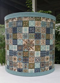 Mid Century Lampshade, Atomic Vintage Fabric Lamp Shade