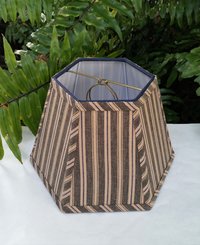 Black Blue Tan Stripe Hexagon Clip On Lampshade