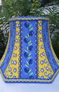 French Country Lamp Shade, Blue, Lemon Yellow Bell Lampshade