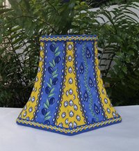 French Country Lamp Shade, Blue, Lemon Yellow Bell Lampshade