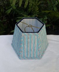 Aqua Indigo Stripe Lampshade, Clip On Lamp Shade