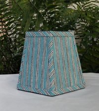 Aqua Indigo Stripe Lampshade, Clip On Lamp Shade