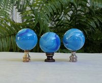 Light Blue Lamp Finial, White Blue Swirls