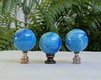 Light Blue Lamp Finial, White Blue Swirls