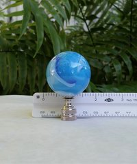 Light Blue Lamp Finial, White Blue Swirls
