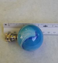 Light Blue Lamp Finial, White Blue Swirls