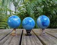 Light Blue Lamp Finial, White Blue Swirls