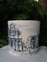 Large Drum Lampshade, Venice Painting Lamp Shade