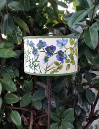 Floral Lampshade, Cobalt Blue, Lime Green Lamp Shade