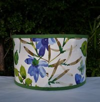 Floral Lampshade, Cobalt Blue, Lime Green Lamp Shade
