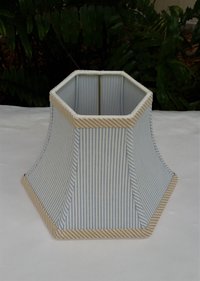 Cornflower Blue Ticking Swing Arm Lampshade, Hexagon Lamp Shade