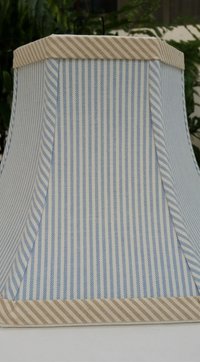 Cornflower Blue Ticking Swing Arm Lampshade, Hexagon Lamp Shade