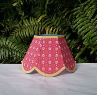 Coral Pink Clip On Lampshade, Scallop Lamp Shade