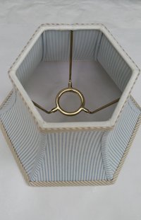 Cornflower Blue Ticking Swing Arm Lampshade, Hexagon Lamp Shade
