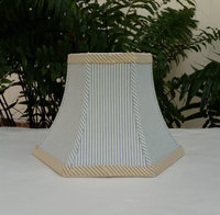 Cornflower Blue Ticking Swing Arm Lampshade, Hexagon Lamp Shade