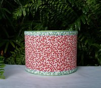 Coral Red Lampshade Drum Blue and Green Trim