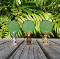 Frosted Glass Lamp Finial, Green Disc