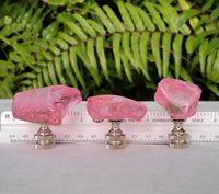 Pink Lamp Finial, Clear Glass Rock