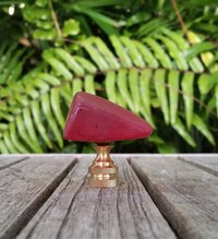 Cherry or Deep Red Lamp Finial, Sea Glass