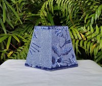 Indonesian Fabric Lampshade Blue Hexagon Clip On