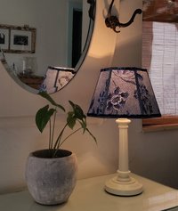 Indonesian Fabric Lampshade Blue Hexagon Clip On