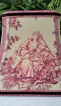Schumacher Toile Fabric Lampshade, Red Brown