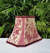 Schumacher Toile Fabric Lampshade, Red Brown