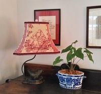 Schumacher Toile Fabric Lampshade, Red Brown