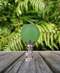 Frosted Glass Lamp Finial, Green Disc