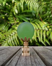 Frosted Glass Lamp Finial, Green Disc