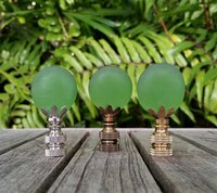 Frosted Glass Lamp Finial, Green Disc