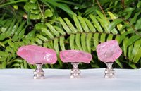 Pink Lamp Finial, Clear Glass Rock