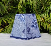 Indonesian Fabric Lampshade Blue Hexagon Clip On