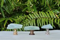 Light Aqua Lamp Finial, Jagged Edge Glass Rock
