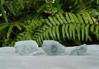 Light Aqua Lamp Finial, Jagged Edge Glass Rock
