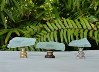 Light Aqua Lamp Finial, Jagged Edge Glass Rock