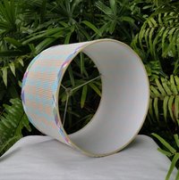 Orange Turquoise Lamp Shade, Gingham Check Plaid Seersucker Drum Lampshade