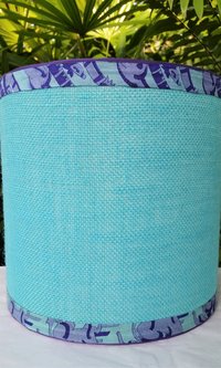 Turquoise Burlap Lampshade, Purple Trim Lamp Shade