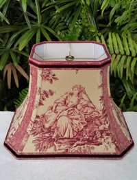 Schumacher Toile Fabric Lampshade, Red Brown